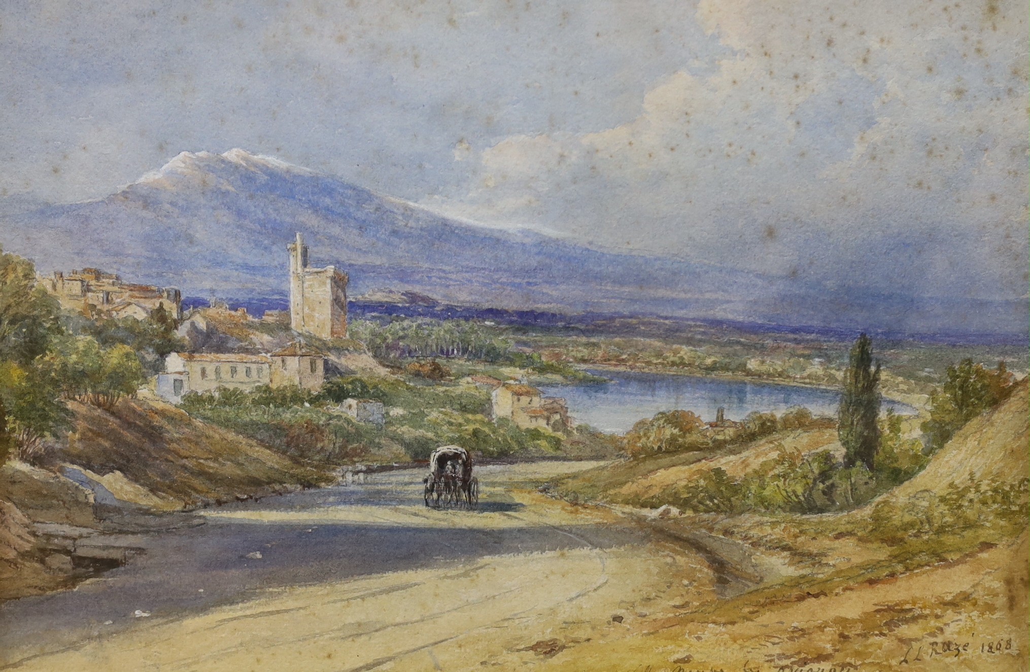 Louis Laurent Razé (1805-1872), two watercolours, 'Near Avignon', signed and dated 1868, 24 x 37cm, together with another smaller example